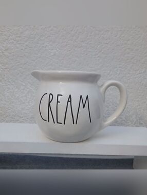 Rae Dunn White 'CREAM' Ceramic Creamer Pitcher -